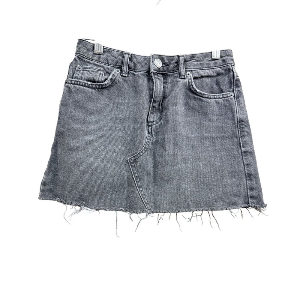 BDG Black Denim Mini Skirt XS Frayed Hem High-Waisted